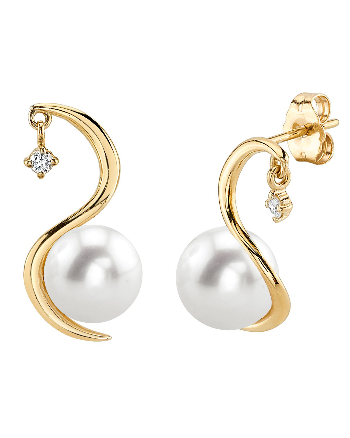 Freshwater Pearl & Diamond Ellis Earrings