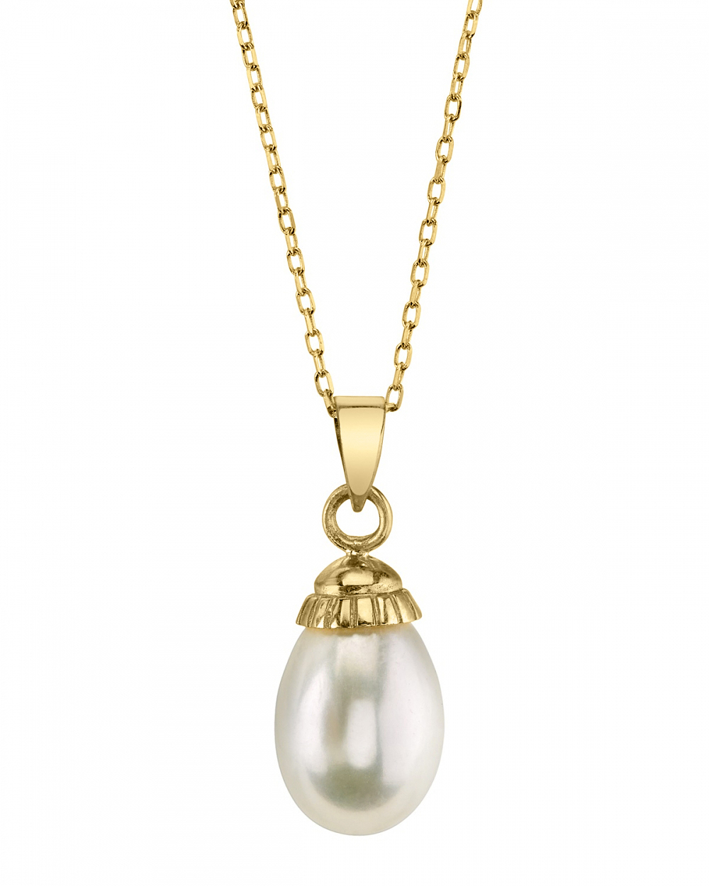 14K Gold White Freshwater Cultured Pearl Devon Pendant