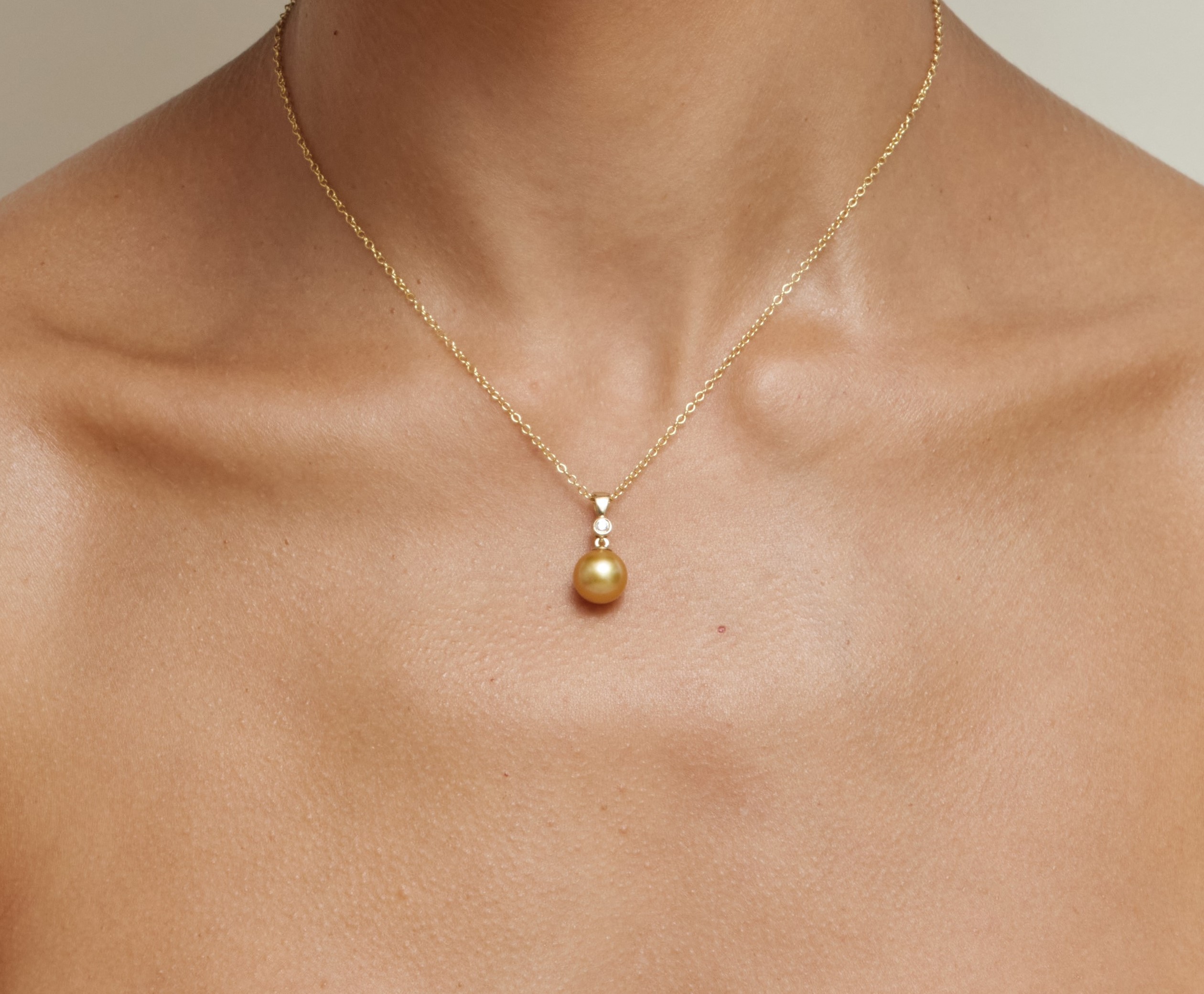 Golden Pearl & Diamond Michelle Pendant