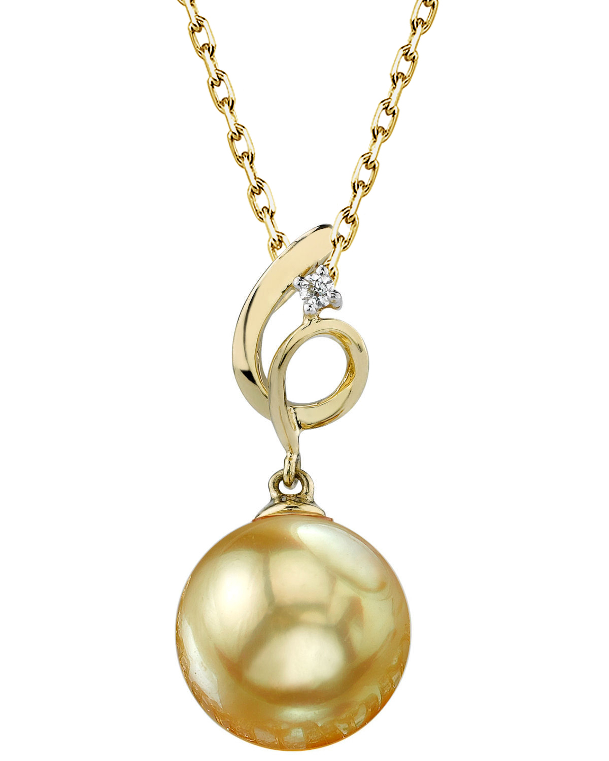 14K Gold Golden Pearl & Diamond Symphony Pendant