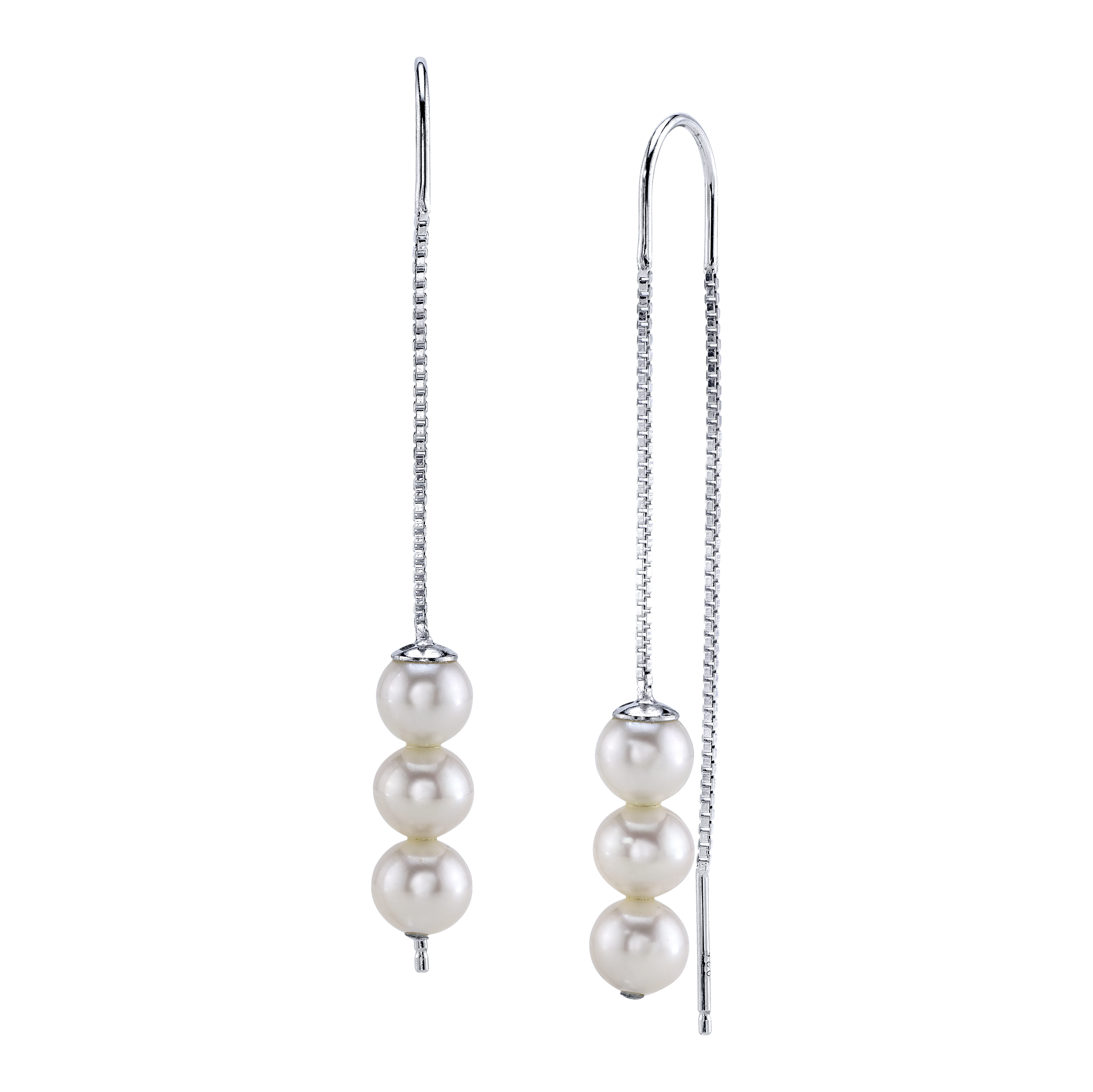 Triple White Freshwater Pearl Louise Earrings