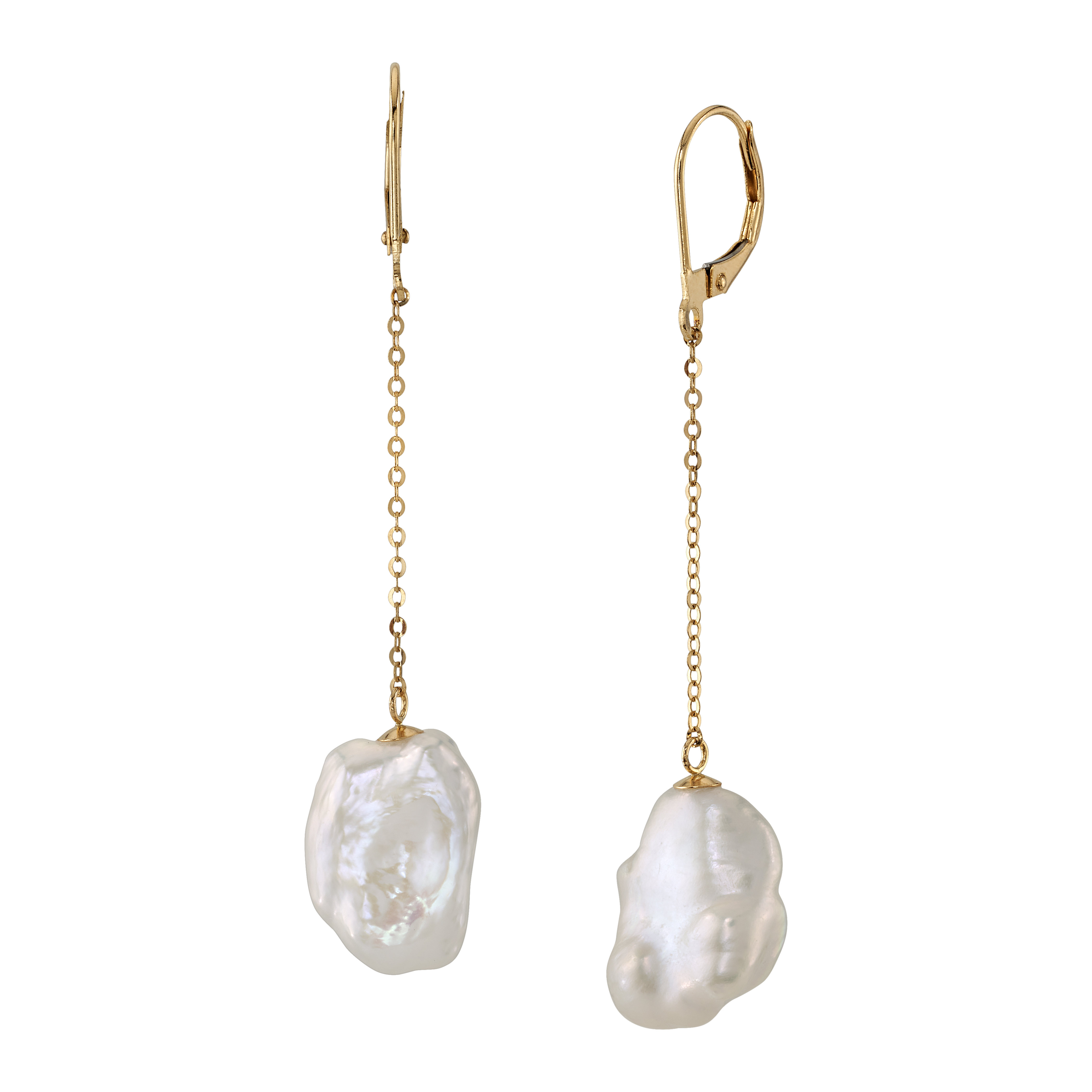 18K White Freshwater Baroque Pearl Polly Earrings