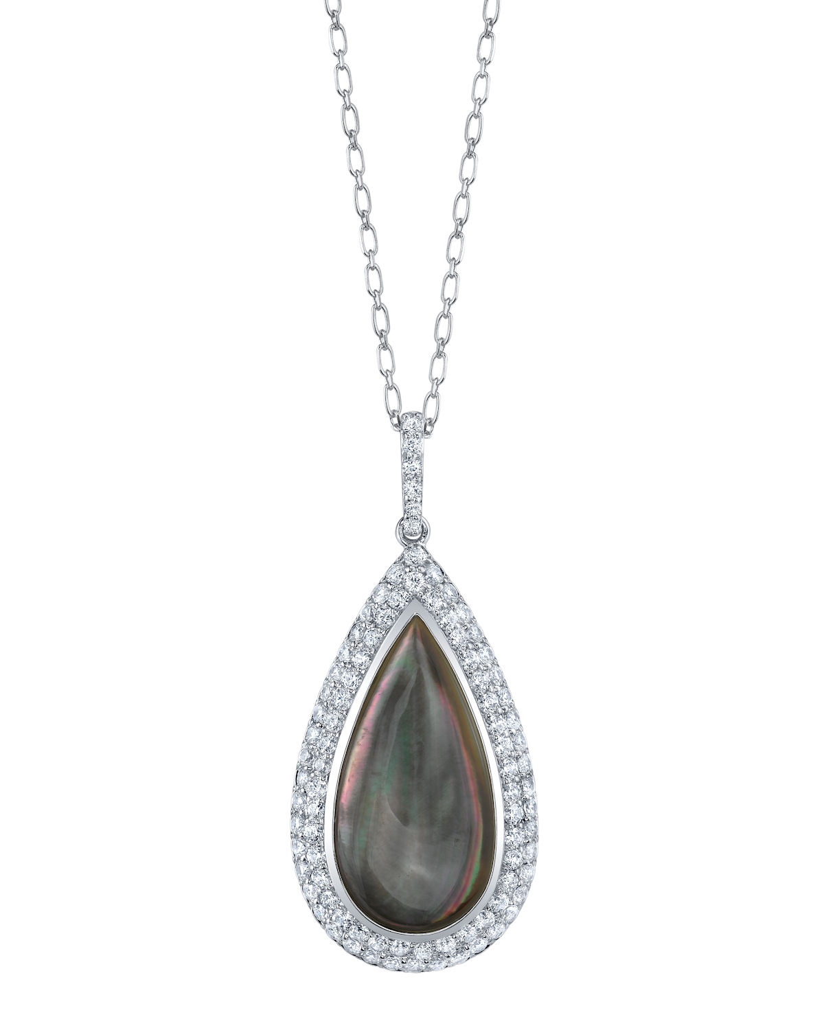 Black Mother of Pearl Cultured Pearl Pendant Necklace