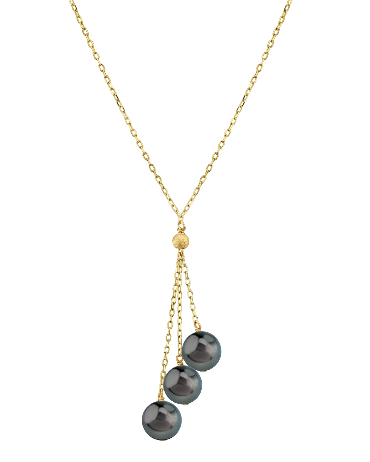 14K Gold Tahitian Pearl Tincup Cluster Pendant