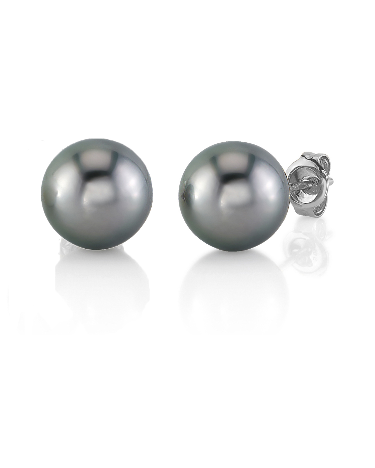 Tahitian South Sea Silver Round AAA Pearl Stud Earrings