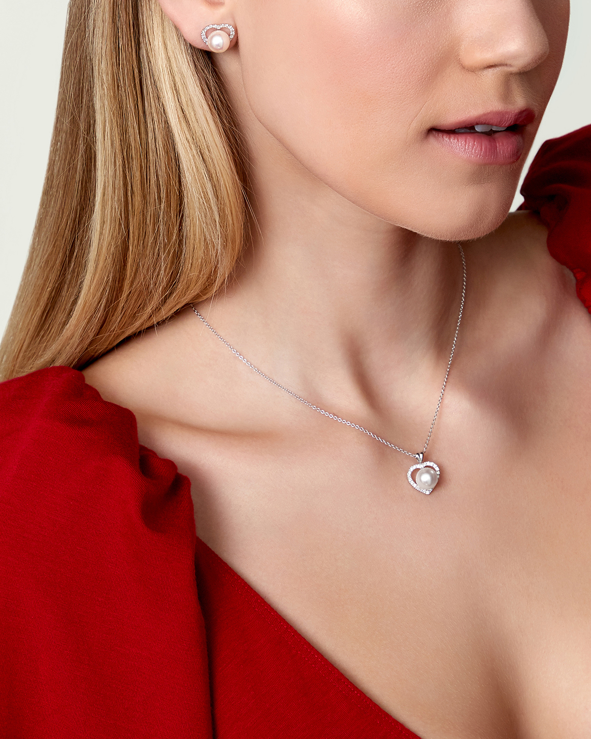 White South Sea Pearl & Diamond Heart Amour Pendant