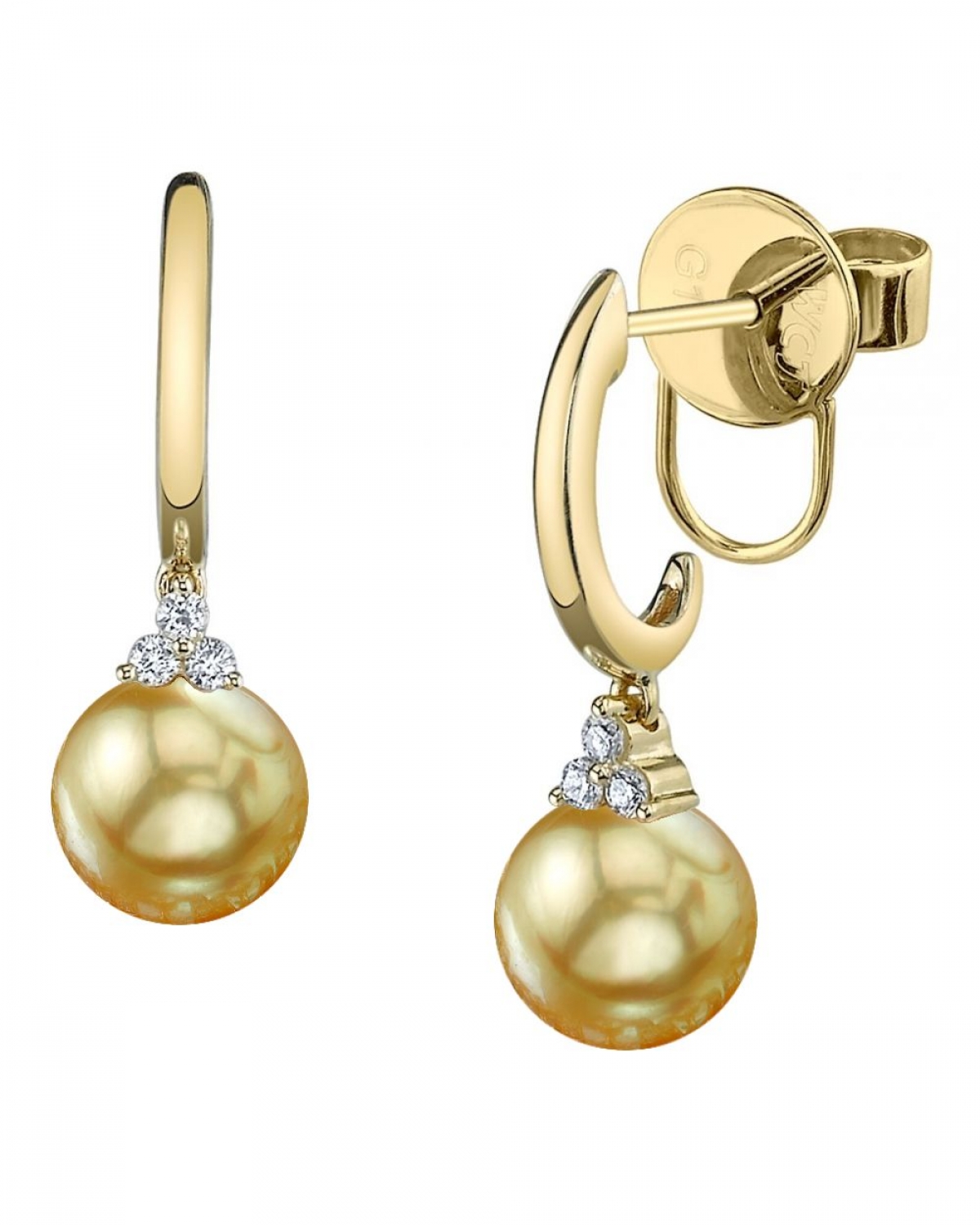 Golden Pearl & Diamond Alyssa Earrings